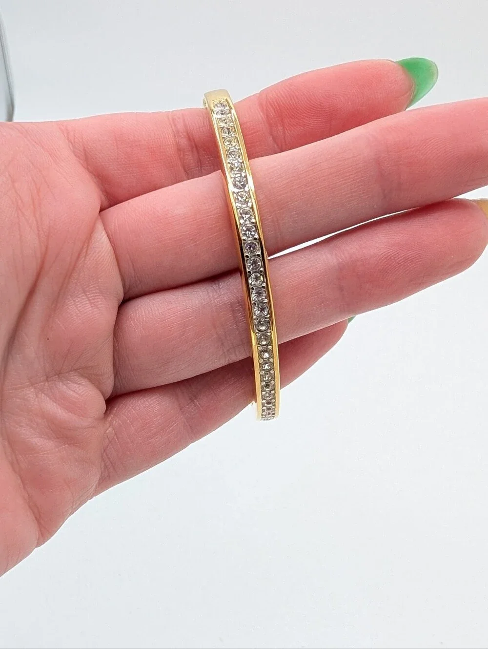 Vintage Swarovski Channel Set Rhinestone Hinged Bangle Bracelet